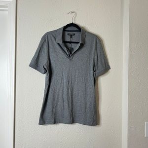 Banana Republic Mens Polo Shirt Short Sleeve Medium Size Gray Color %100 Cotton